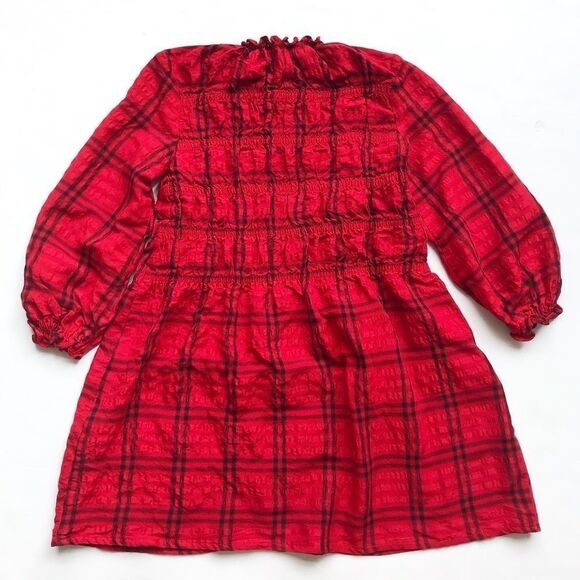 Zara red/black plaid smocked dress EUC 9Y - Picture 5 of 5